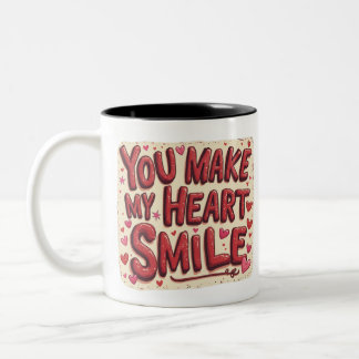 Du machst mein Herz lächeln - Niedliche Valentinsc Zweifarbige Tasse