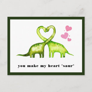 Du machst mein Herz "saur"   Niedlich Dinosaurier Postkarte