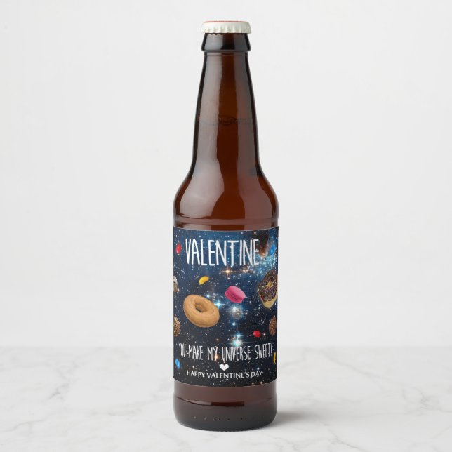 Du machst mein Universum süß Valentine Bierflaschenetikett (Vorderseite)