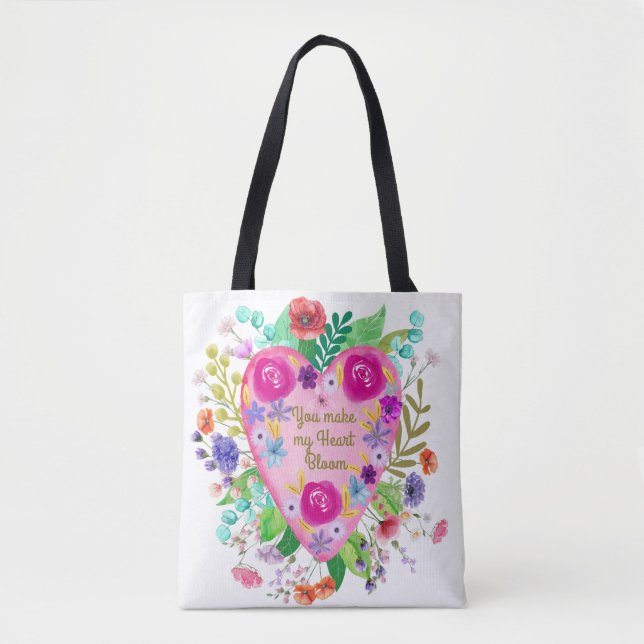 Du machst meine Herzblut-Blume botanische Tragetas Tasche (Vorderseite)