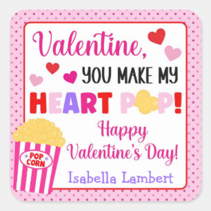 Du machst meinen Herz-Pop Kinder Valentine Quadratischer Aufkleber