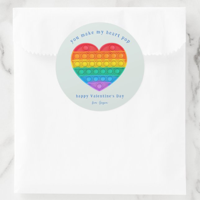 Du machst meinen Herz-Pop | Pop Fidget Valentine Runder Aufkleber (Tasche)