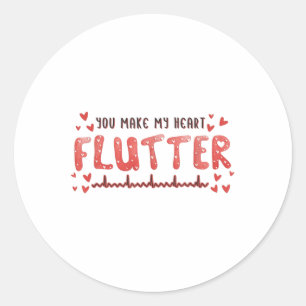 Du machst meinen Herzflattern Herzkranz Valentine Runder Aufkleber