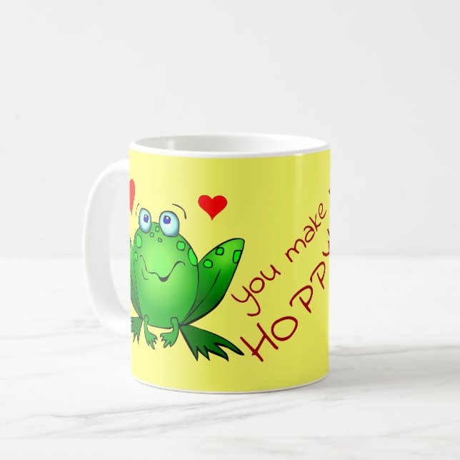 Du machst mich zu Niedlichen fröhlichen Grünen Frö Kaffeetasse (Vorderseite Links)