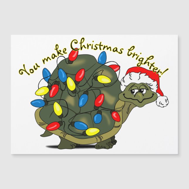 Du machst Weihnachten heller! Cartoon Turtle Magne Magnetkarte (Vorderseite)