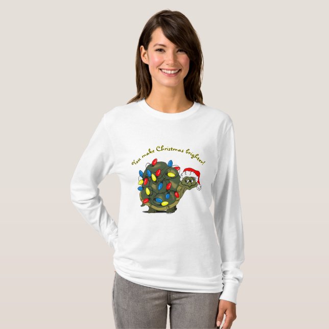 Du machst Weihnachten heller! Cartoon Turtle T-Shirt (Vorne ganz)