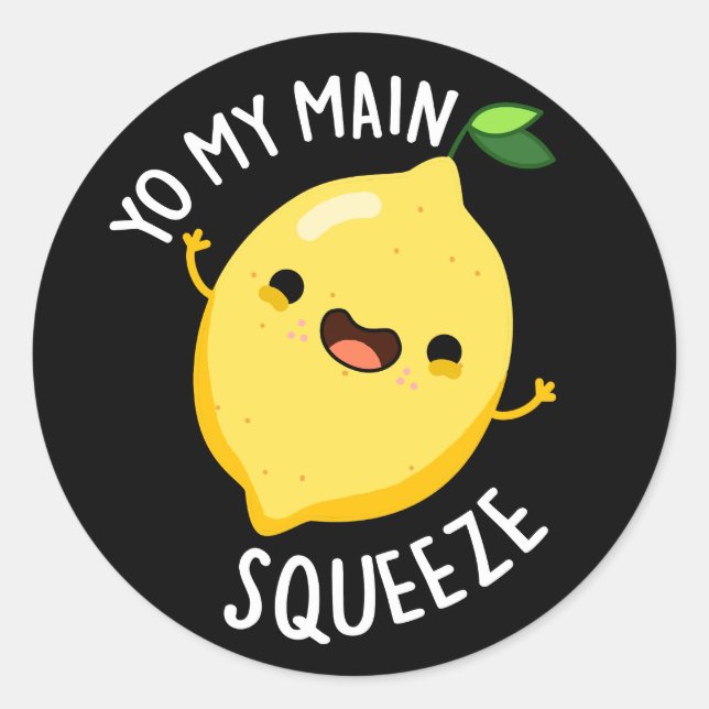 Du mein Hauptpresse Funny Lemon Pun Dark BG Runder Aufkleber (Vorderseite)