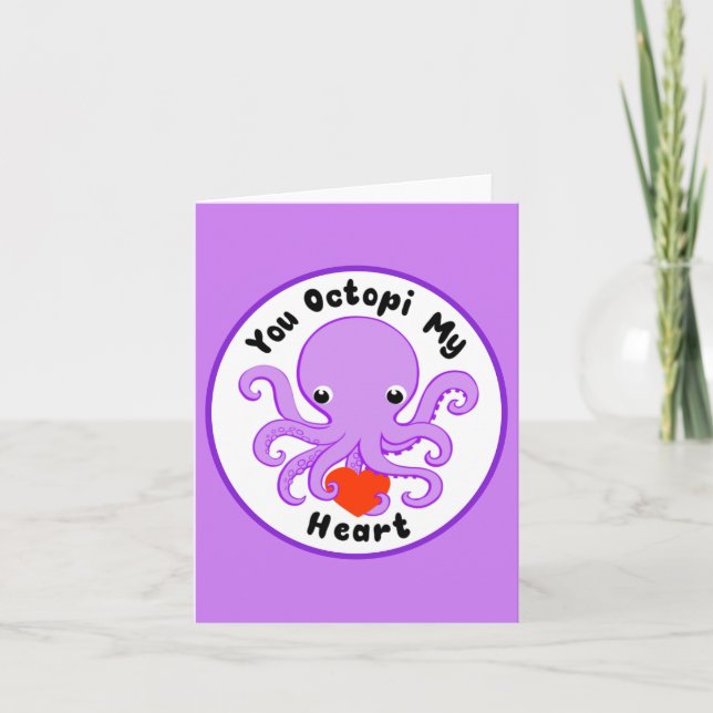 Du Octopi meine Herzkarte Karte (Vorderseite)