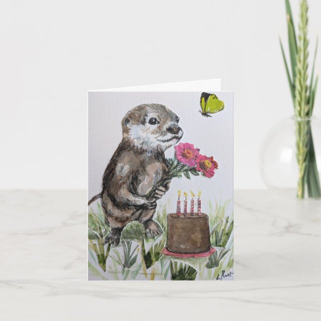 Du Otter hast einen guten Geburtstag Karte (Vorderseite)