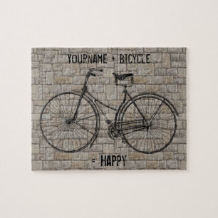 Du plus Fahrrad ergibt glückliche antike Backstein