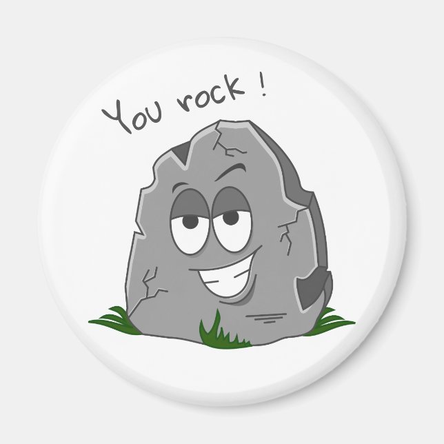 Du Rock! Funny Gray Cartoon Stone Magnet (Vorne)