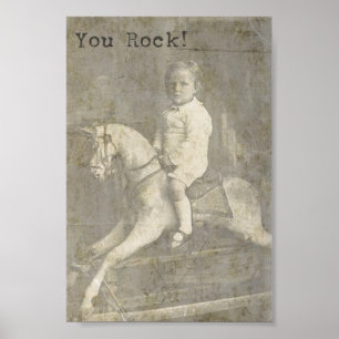Du Rock! Kind und Rockpferd Poster