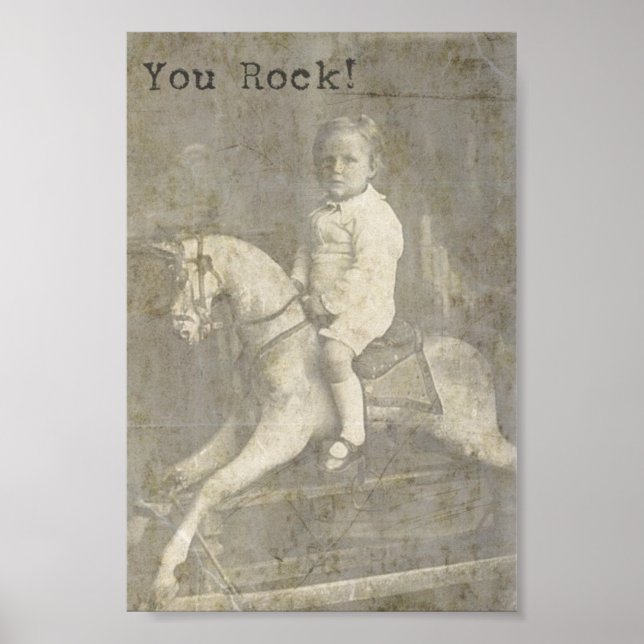 Du Rock! Kind und Rockpferd Poster (Vorne)