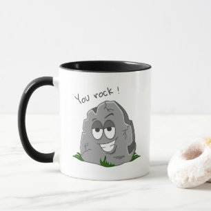 Du rockst! Lustiger grauer Cartoon-Stein Tasse