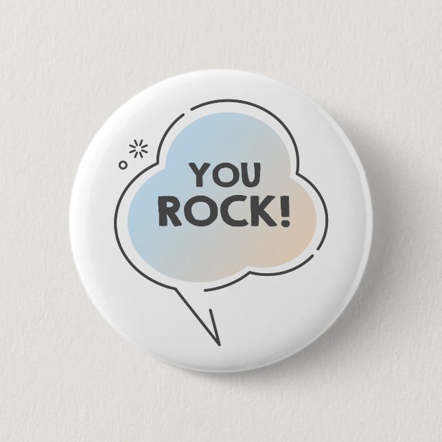 Du rockst Text in Chat-Wolke Emoji Button (Vorderseite)