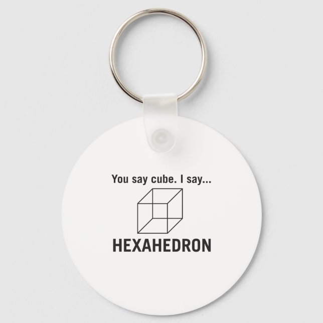 Du sagst "cube_ ich sage Hexahedron Schlüsselanhänger (Vorderseite)