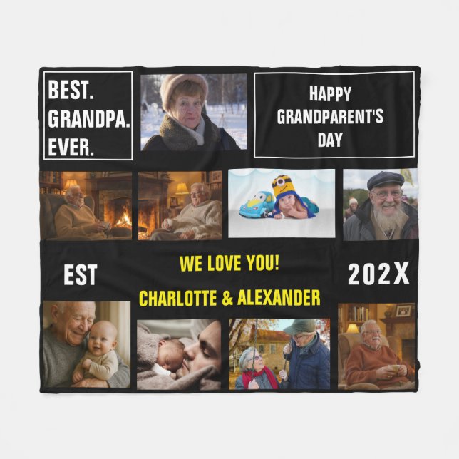 Du sagtest: Bester Opa Ever Fotocollage  Fleecedecke (Vorderseite (Horizontal))
