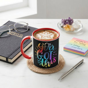 Du schaffst das inspirierende Sterne und Farben Tasse