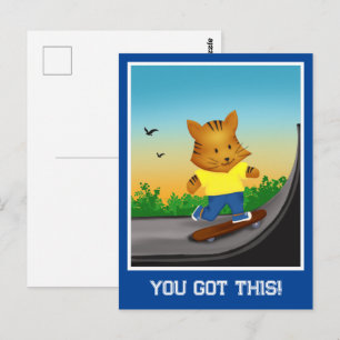 Du Schaffst Das Tiger Skateboarding Postkarte