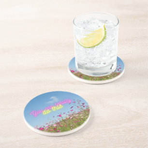 Du schaffst das Wildblumen & Neon Getränkeuntersetzer