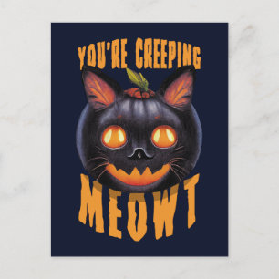 Du schleichst Meowt   Halloween Black Cat Postkarte