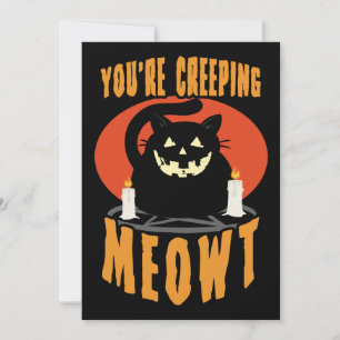 Du schleichst Meowt   Halloween Black Cat Puff Einladung