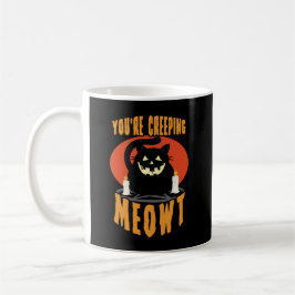 Du schleichst Meowt | Halloween Black Cat Puff Kaffeetasse