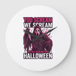 Du schreist wir Halloween Ghostface blutiges Messe Große Wanduhr