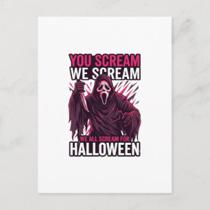 Du schreist wir Halloween Ghostface blutiges Messe Postkarte