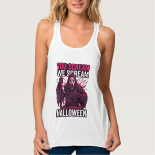 Du schreist wir Halloween Ghostface blutiges Messe Tank Top