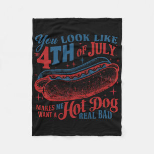 Du siehst aus wie der 4. Juli Hot Dog Patriotic Wo Fleecedecke
