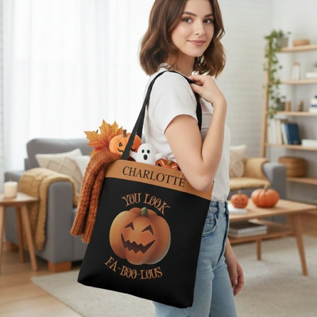 Du siehst Personalisiertes Halloween von Fa-Boo au Tasche (You Look Fa-Boo-Lous Personalized Halloween Tote Bag - Just add your name!)