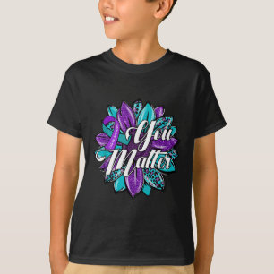 Du Sonnenblume Lila Türkis Band Suizidbewusstsein T-Shirt