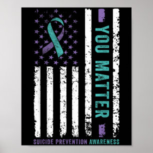 Du Teal- und violette Band Selbstmordprävention Aw Poster