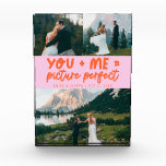Du und ich Bild Perfekt Frisch Vermählte Orange Pi Fotoblock<br><div class="desc">Whimsical und spielerisch zur Hochzeit Aufbewahrung mit 3 Fotos von den Frischvermählten und einem typografischen Text,  der besagt "du   ich = Bild perfekt". Orange pink.</div>