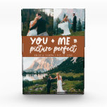 Du und ich Bild Perfekt Frischvermählte Terrakotta Fotoblock<br><div class="desc">Whimsical und spielerisch Hochzeitsandenken mit 3 Fotos der frisch Vermählten und einem typografischen Text, der besagt "du ich = Bild perfekt". Terrakotta.</div>