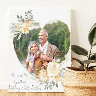 Du und ich zusammen Herzform Gold Bilderrahmen Leinwanddruck