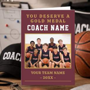Du Verdienst Eine Medaille Trainer Foto Basketball Dankeskarte