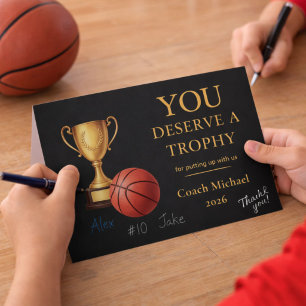 Du Verdienst Einen Pokal Basketballtrainer Lustig Dankeskarte