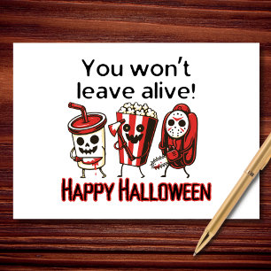 Du Verlasst keine Alive Funny Halloween Filmsnacks Karte