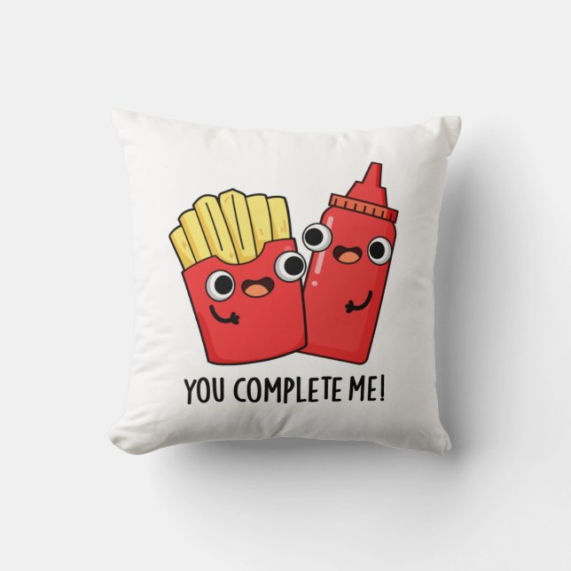 Du vervollständigst mich Funny Fries Ketchup Puff Kissen (Vorderseite)
