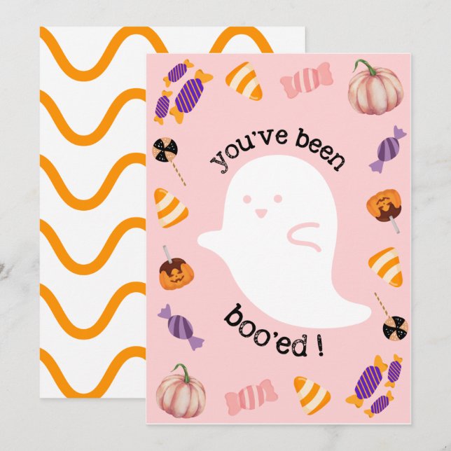 Du warst Boo'ed Pink Halloween Card Dankeskarte (Vorne/Hinten)