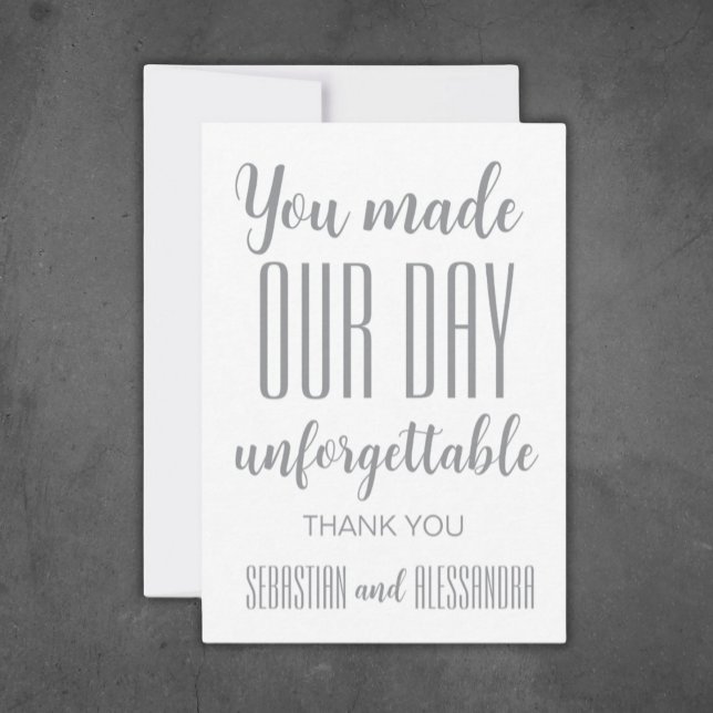 "Du Will, dort zu sein" Minimalistisch Save the Da Dankeskarte ("You Made Our Day Unforgettable" Thank You Modern Minimalist Wedding)