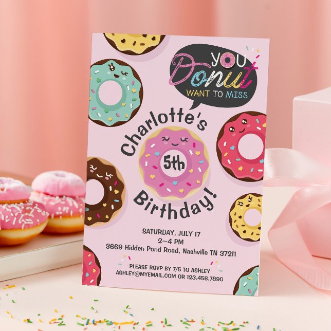 Du Will nicht zu Miss - Iced Donut Birthday Party Einladung (You Donut Want to Miss - Iced Donut Birthday Party Invitation)
