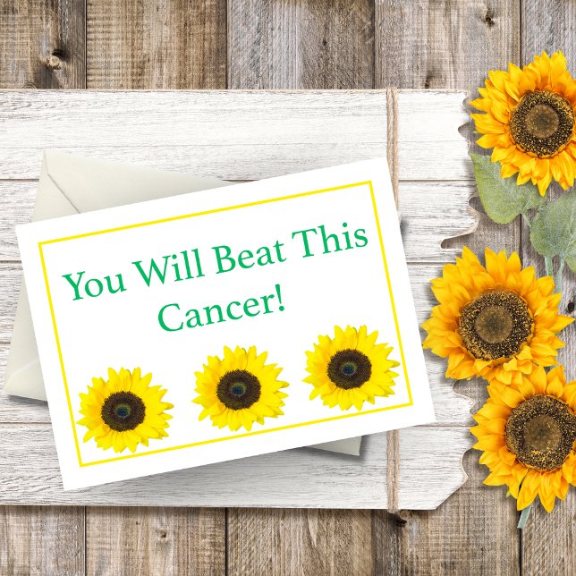 Du wirst diesen Krebs besiegen! Sonnenblumenkarte Karte (Bloom with strength, embrace hope, and conquer the battle against cancer.)