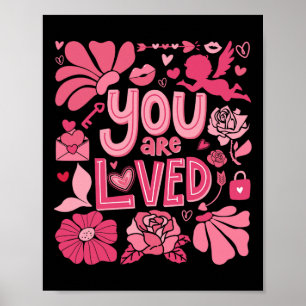 Du wirst geliebt Boho Valentinstag Floral Valentin Poster