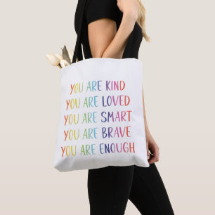 Du wirst geliebt Lustige Regenbogen Positive Affir Tasche