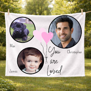 Du wirst geliebt Personalisierte Foto-Herzballons Fleecedecke
