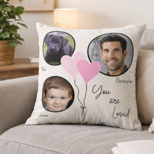 Du wirst geliebt Personalisierte Foto-Herzballons Kissen