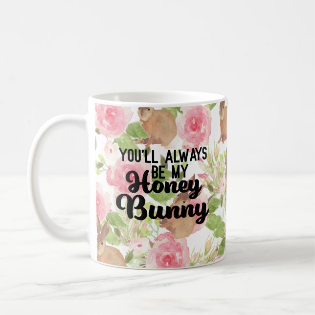 Du wirst immer mein Honig-Zitat Pink Blume Kaffeetasse (Links)